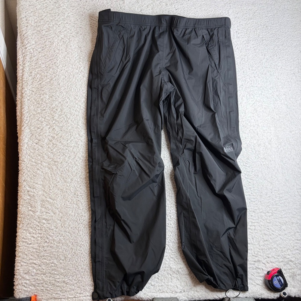 REI Co-op Rainier Rain Pants Mens 2XL Black Waterproof Hiking 202277 full zip